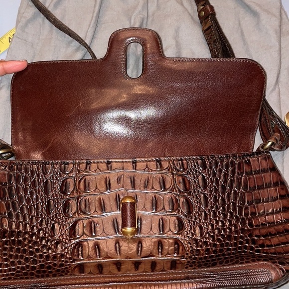 Brahmin Pecan brown leather crossbody shoulder adjustable clutch purse bag - Picture 6 of 12